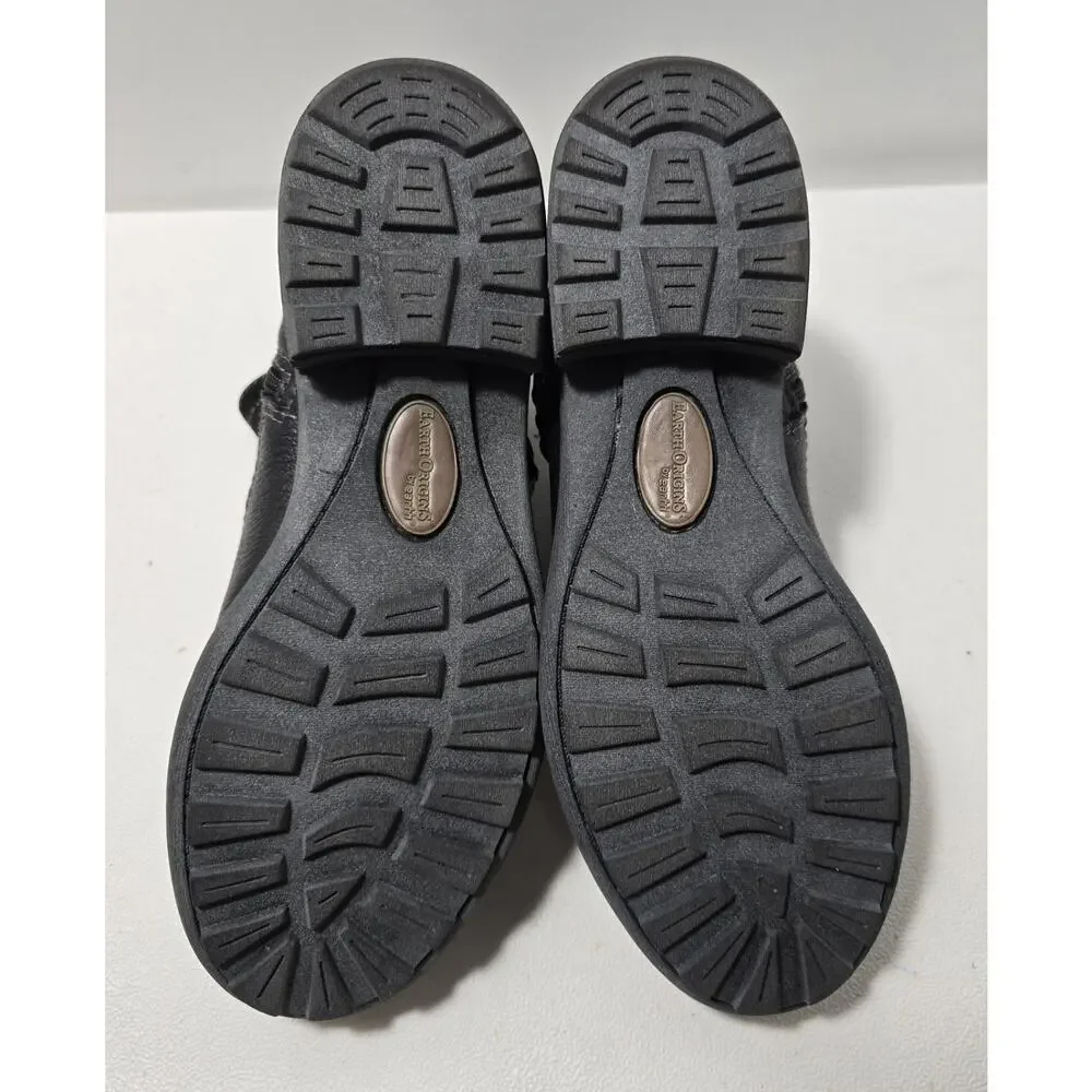 Earth Origins Women Paris Black Leather Zip Up Ankle Boot Strap Size 8 Wide - Picture 8 of 10